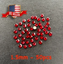 50pcs 1.5mm SS4 Dark Red Round Crystal Flatback Rhinestone Nail Art Phone Deco