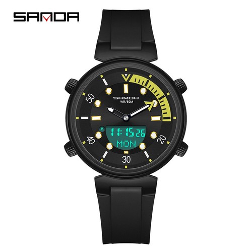 SANDA Luminous Calendar Waterproof Electronic Multifunctional Dual Display Watch - Picture 24 of 26
