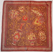 SCARF VINTAGE AUTHENTIC BAROQUE PAISLEY ANTIQUE VESSELS ART ACETATE 29" SQUARE