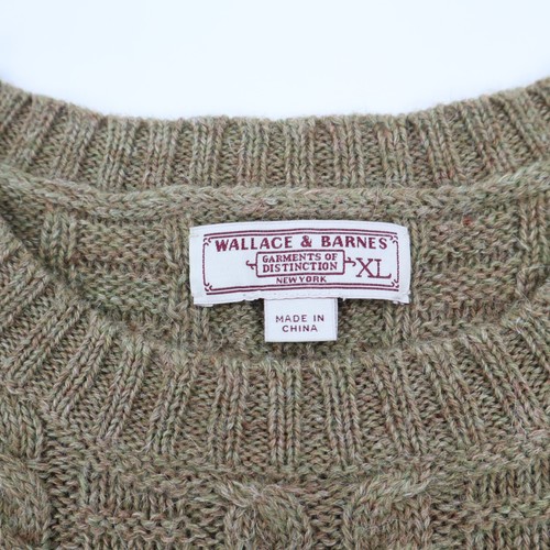 J. Crew Wallace & Barnes Wool Blend Crewneck Sweater Cable Solid Brown Green XL - Picture 4 of 5
