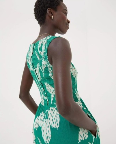 FAT FACE Aria Textured Leaves Green Midi Dress.Size UK 12/14 .RRP £69. *perfect* - Picture 4 of 22
