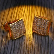 1Ct Lab Created Diamond Screw Back Cluster Stud Earrings 18K Yellow Gold Finish