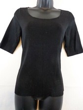 Ann Taylor Women's Short Sleeve Round Neck Sweater Sz Small Black