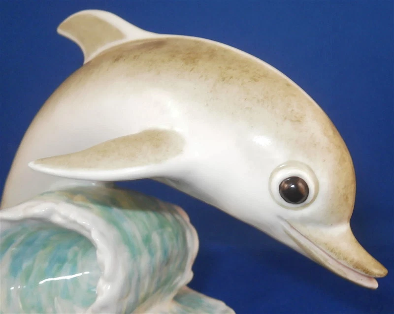 Nymphenburg Porcelain Dolphin on Wave Figurine Figure Porzellan Figur Delphin - Image 2 of 4