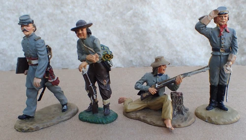 4 GREAT BATTLES OF THE CIVIL WAR HANDPAINTED CONFEDERATE FIGURINES FRANKLIN MINT