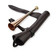 Copper Hunting Horn with Leather Case Classic Fox Hunting Horn Gamekeeper