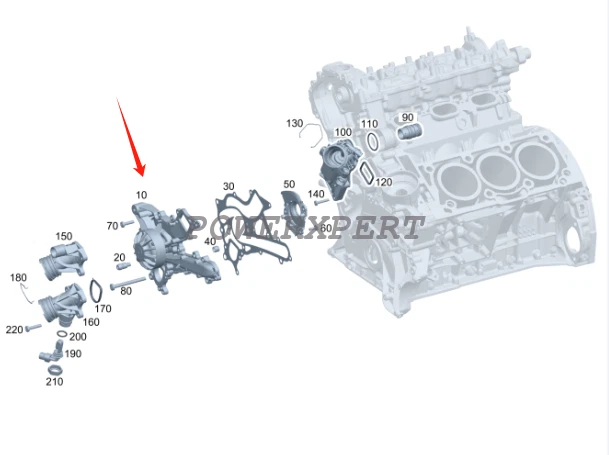 Bomba de agua del motor A2762000801 OEM para Mercedes SL400 SL450 S550E ML400 2015-2017 Foto 4 de 4