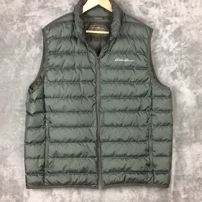 Eddie Bauer Down Vest 650 Mens XL Green Puffer Full Zip Insulated Cirruslite