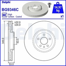 2x DELPHI Disque de frein Avant pour LAND ROVER Range Rover Evoque (L538) 349mm