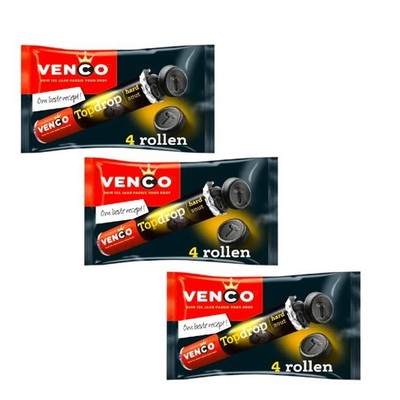 (24,80 EUR/kg) Venco Topdrop hard zout 3x 4er-Pack 564g