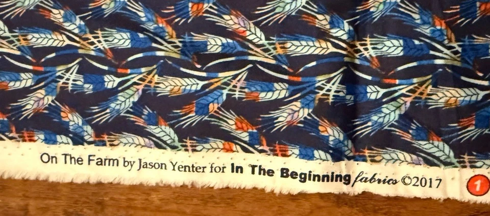 "In The Beginning ON THE FARM de Jason Yenter 2017 tela azul trigo 44 x 48""" Foto 3 de 3