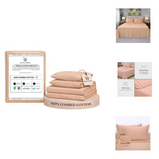 Bliss Casa 100 Combed Cotton Queen Size Sheet Set 4 Pieces Percale Weave