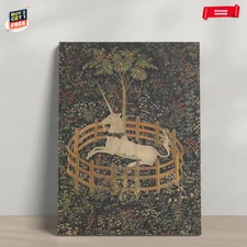 Unicorn Tapestry Medieval Art Reproduction Canvas Print Poster Home Decor