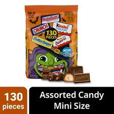 BUTTERFINGER + NESTLE CRUNCH +KINDER CHOCOLATE/130 Pc CANDY/36.9 oz-BB 1/27/2026