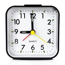 Small Analog Travel Alarm Clock, Battery Operated Clock, Quieter Bedside Alar...