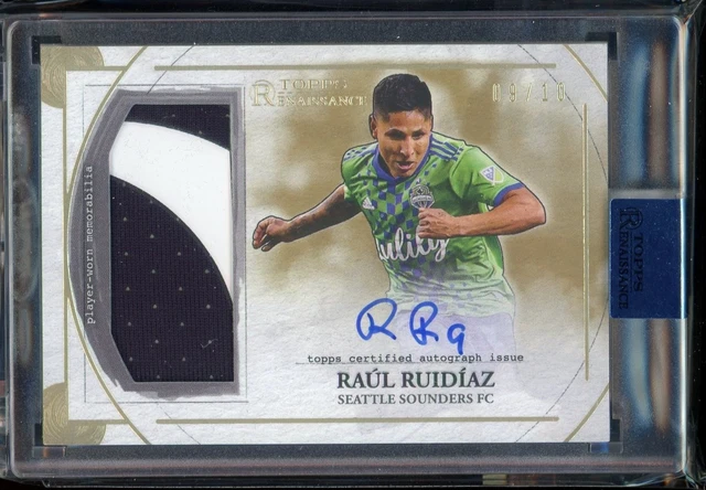 2022 Topps MLS Renaissance Raul Ruidiaz Gold Autograph Relic Auto #9/10 Sounders
