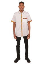 African Button Down Shirt for Men  Patch Pocket   Cotton Short Sleeve Top