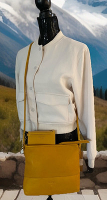 NWT Margot New York Derby Crossbody Bag &  Kate Card Case Yellow Soft Leather