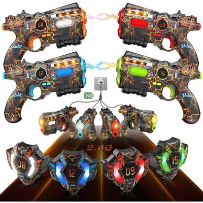 VATOS Wiederaufladbares Laser Tag Set mit 4 Spielern - 2.4GHz Daten Voll SYNC...