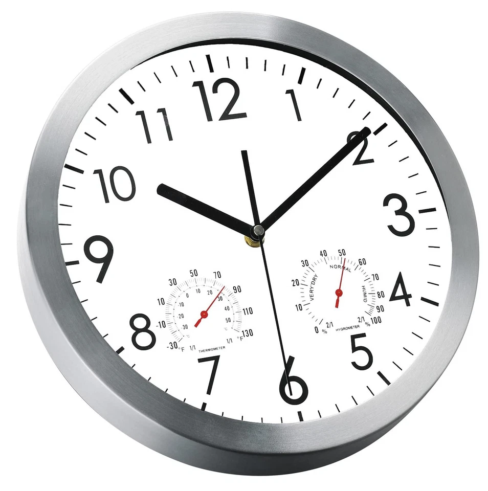 WOOPHEN 12 Inch Wall Clock with Temperature and Humidity, Battery Operated No... - Image 2 of 4