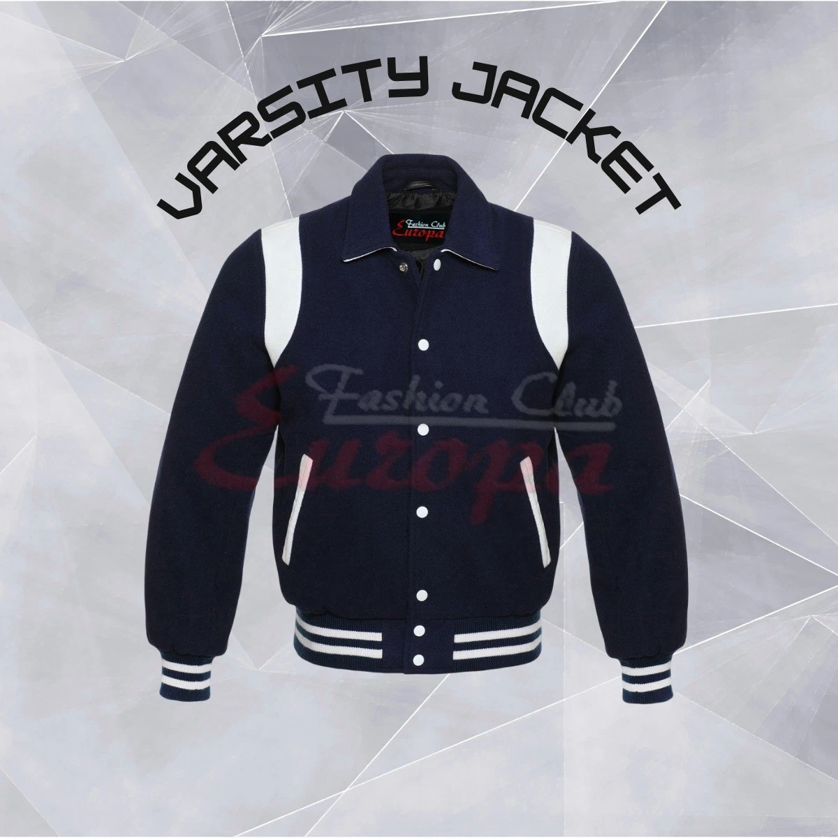 Men's Wool Varsity Bomber Letterman Jacket Genuine Leather Sleeves