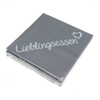 20 Servietten Lieblingsessen Grau 3-Lagig 33X33Cm Papierservietten Tissue Napkin