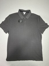 Calvin Klein Lightweight Textured Polo Gray CK Logo Men  s LG Shirt
