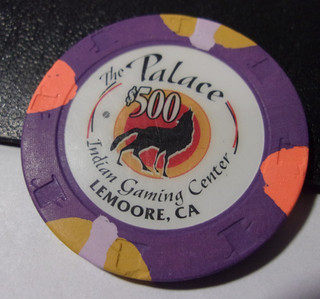 PALACE INDIAN GAMING CENTER $500 hotel casino gaming poker chip Lemoore Calif