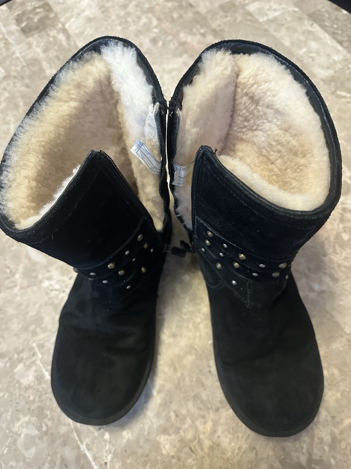 Ugg Black Suede Clovis Shearling Studded Side Zip… - image 8