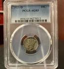 1921 D Mercury Dime, PCGS AG, Early Silver, 10 C