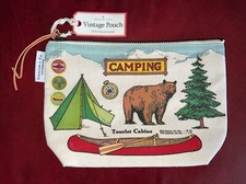 Cavallini  Co. Camping Tourist Cabins Vintage Style Pouch 9  x 6  New