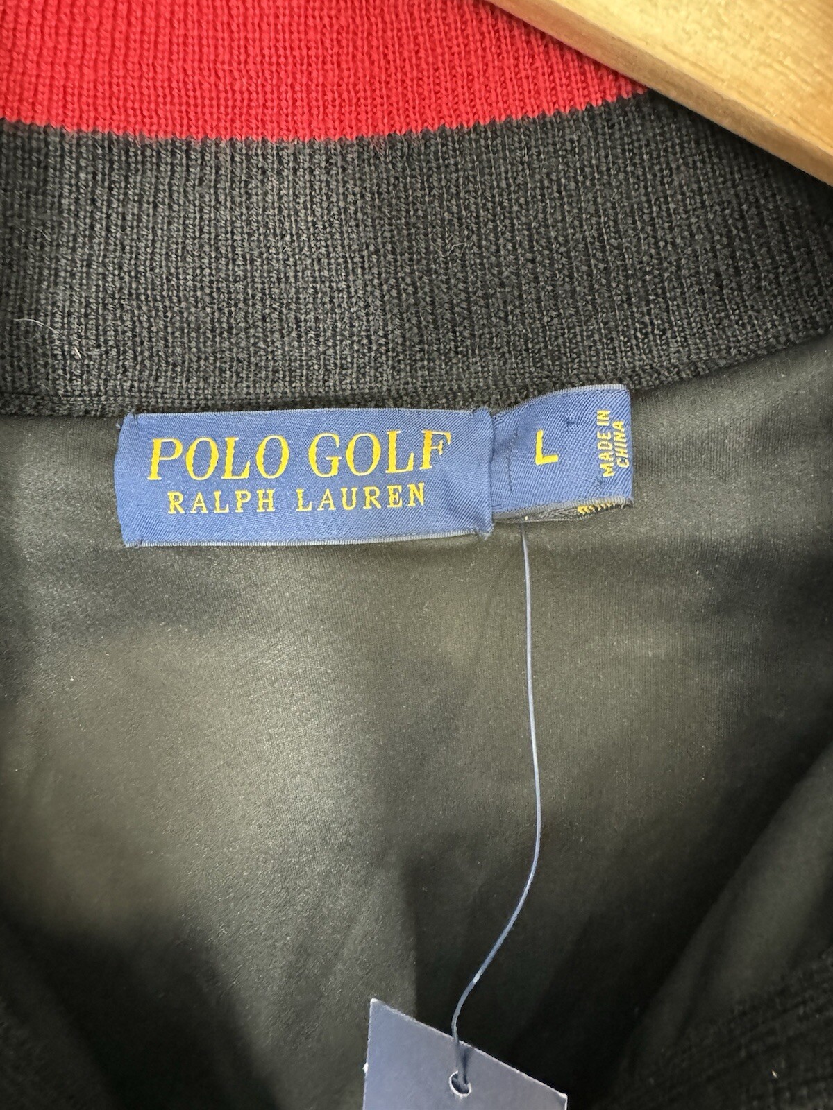 POLO GOLF Ralph Lauren foderato maglione giacca L LANA MERINO full zip grande pony