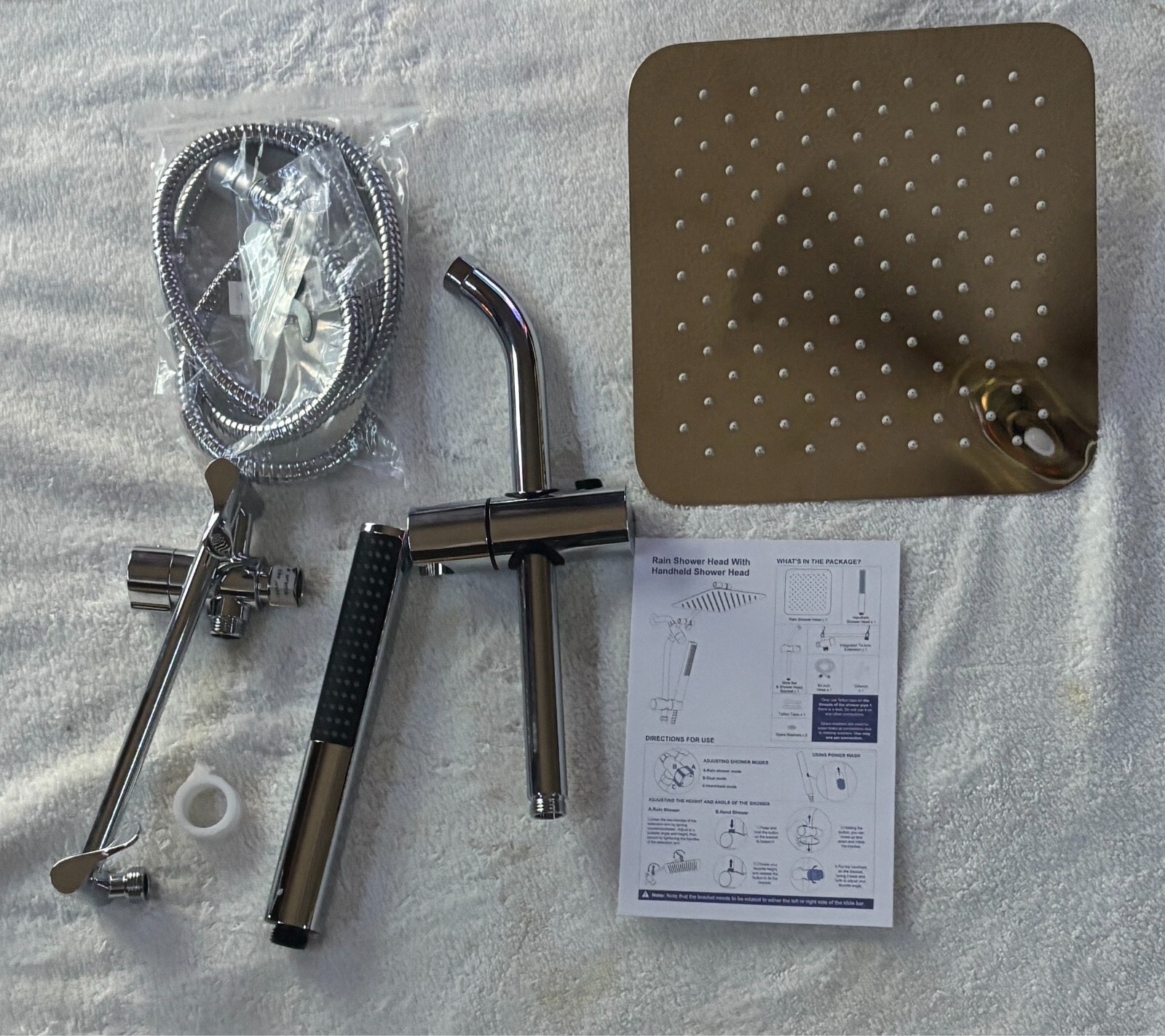 Veken 10'' Stainless Steel Rain Shower Head Handheld Spray Combo Wide Square