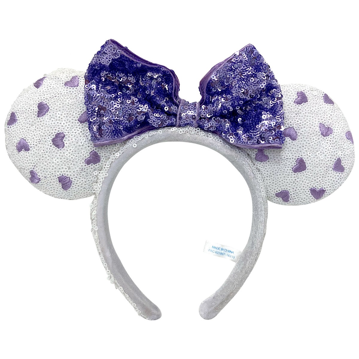 Disney Parks Minnie Ears NWT Purple Heart Sequin Bow Headband Magic Mirror Glitter Purple Bow Lavender Lilac Disney Park  main image 4