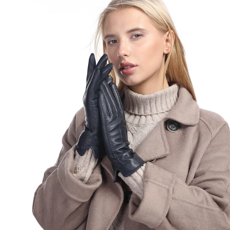 Womens Genuine Nappa Sheepskin Leather Lined Gloves 12 colors - Image 2 of 3
