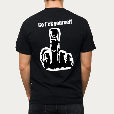 EAKS  Herren Fun T-Shirt Motiv: ''Go f*ck fuck yourself'' Mittelfinger Stinkfinger