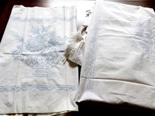 Antique VTG Bedspread Top Pillow cover or Table Runners Handmade cross stitch