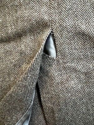 Vintage Tweed Herringbone Sport Coat 44L Long Lambswool Blend