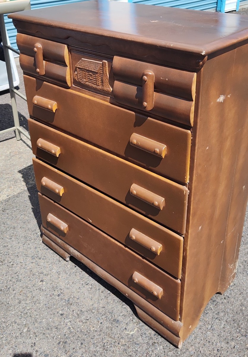 Virginia House - Log Cabin Set - 1950's Desk & Chair Chest Dresser