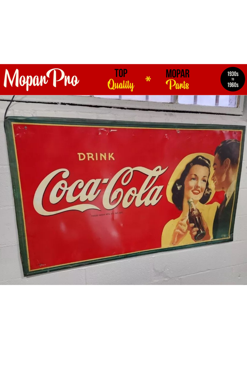 Vintage RARE Size Coca-Cola Metal Sign 1940's GAS OIL SODA COLA
