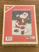 National Yarn Crafts Holiday Latch Hook Kit Santa Land Vintage Christmas NIB
