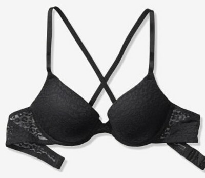 VS pink leopard lace push up bra BRAND NEW size 36c black 