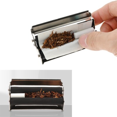 1 x 78mm Manual Cigarette Roller Metal Cigarette Rolling Machine with Lid  Gift