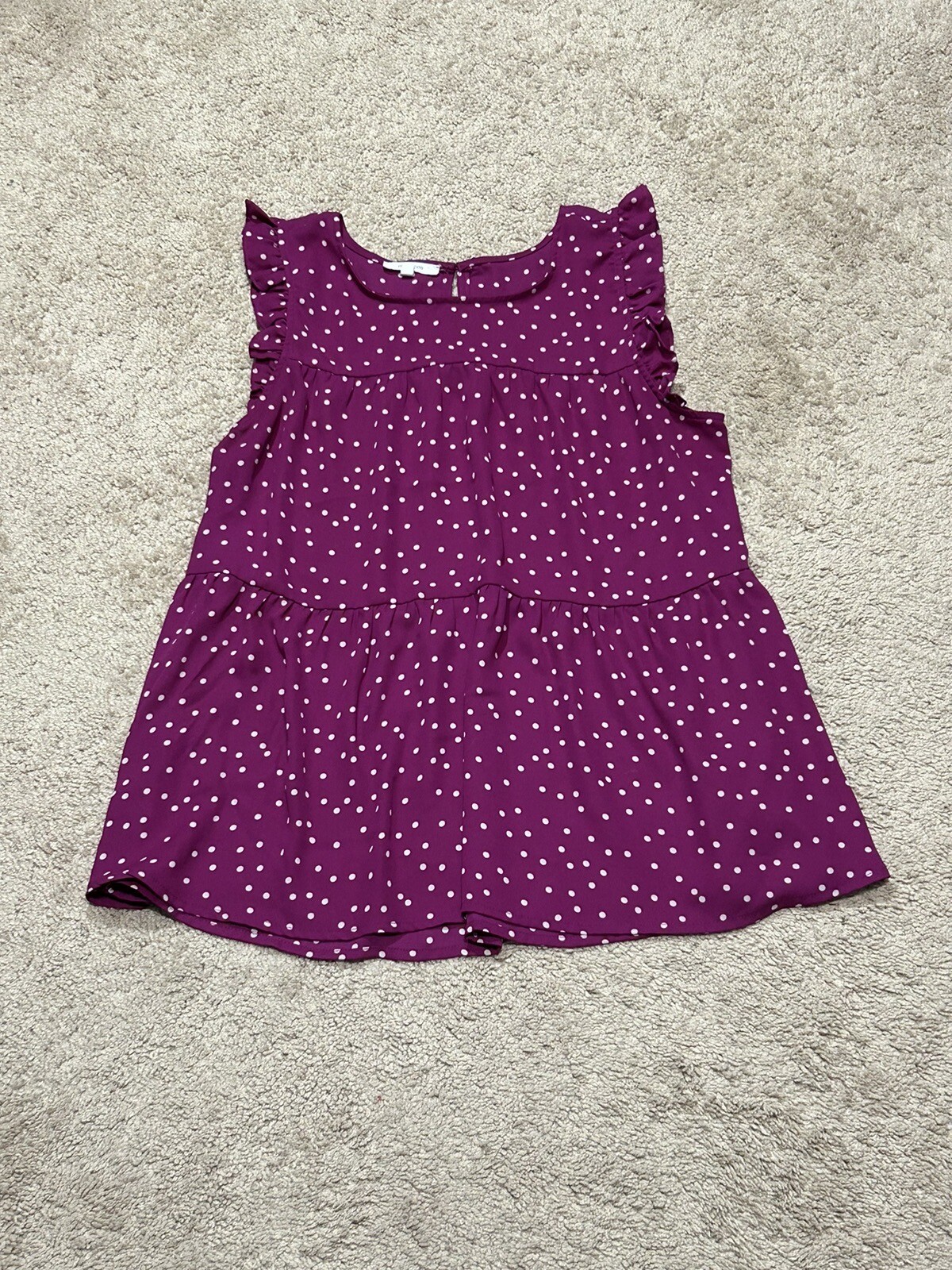 Maurices Womens Shirt Size Medium Multicolor Polka Dot Ruffle Lightweight Flowy