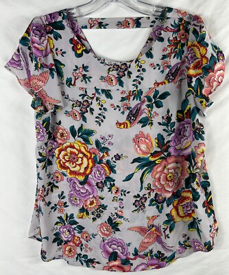 Loft Floral Bar Back Blouse Short Sleeve Size SP