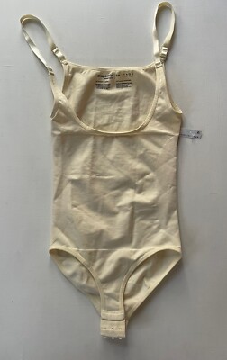 Shapermint Open Bust Bodysuit Shaper Panty Women s SMALL Ivory Slimming