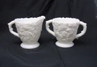 Westmoreland Vintage White Milk Glass Bramble & Maple Leaf Sugar and Creamer