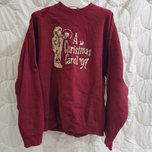 Vtg 90's Pullover Sweatshirt A CHRISTMAS CAROL PLAY ANNAPOLIS MD XL BURGUNDY