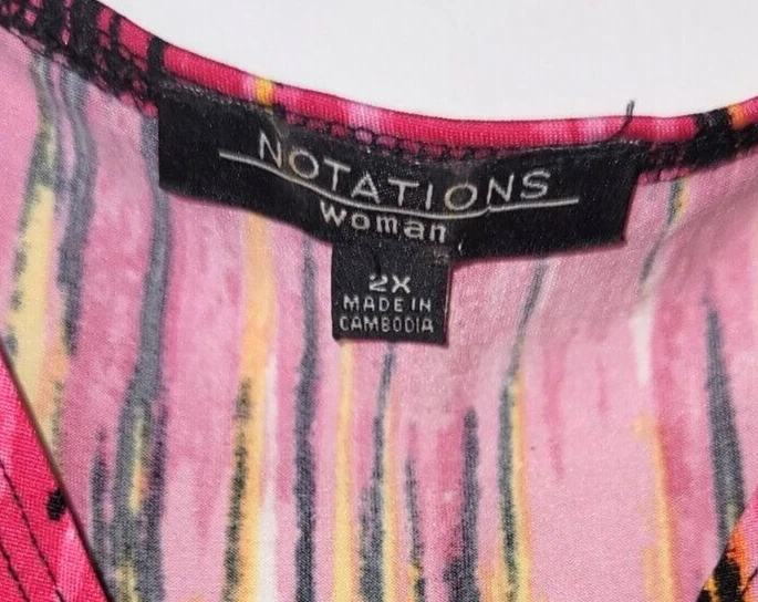 Maxi Vestido Mujer Notations Talla 2X Rosa Negro Amarillo Naranja Sin Mangas Elástico Foto 3 de 4