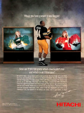 HITACHI ULTRAVISION BIG SCREEN TV—REGGIE JACKSON—VINTAGE 1993 MAGAZINE PRINT AD